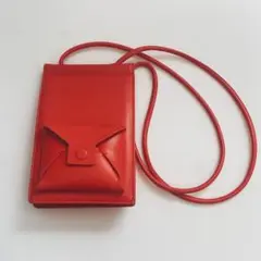 ADDCULUMN スマホショルダーバッグ　オレンジ　朱色