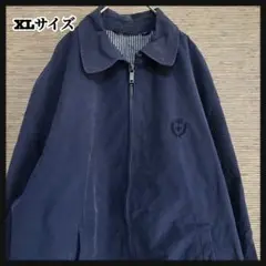 【スイングトップ】アウター ワンポイントロゴ 刺繍ロゴ ブルゾン 紺色□6
