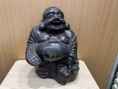 黒色 笑顔の布袋様 置物 約30cm