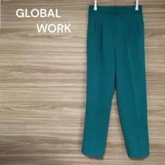 GLOBAL WORK 【Ｍ】グリーン　パンツ　タック入りデザイン