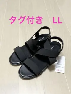 軽量　クッション中敷サンダル　ゴム　LL 黒
