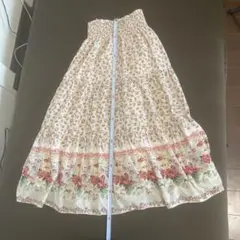 【本日のみお値下❣️】 IMAGE 花柄ロングスカート　シャーリング　ウエストゴム