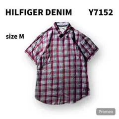 【即購入OK】HILFIGER DENIM 半袖シャツ　サイズM レッド系
