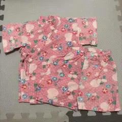 CORNEIUE 花柄甚平 90サイズ ピンク　上下セット　コットン