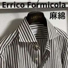 【美品】Errico Formicola リネンコットンホリゾンタルカラーシャツ