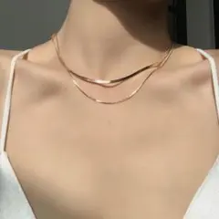 再入荷♡ネックレス♡ 2連 スネークチェーン ゴールド 韓国