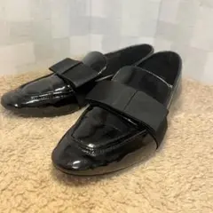 ❤️ZARA ザラ❤️ブラックエナメルリボンローファー　36 オペラシューズ23㎝