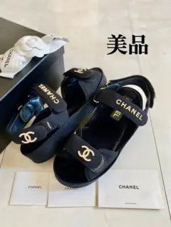 正規品【Chanel】22Cフットベットサンダル/ピンクブルー/ココマーク/35 CHANEL Sandals G35927/X56389/K3815 COCO Mark Footbed Sports