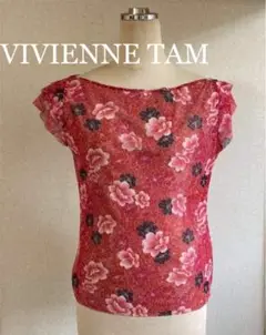 花柄トップス メッシュ