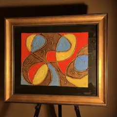 手書き油絵 抽象画 無題 額付 絵画 インテリア 油彩画
