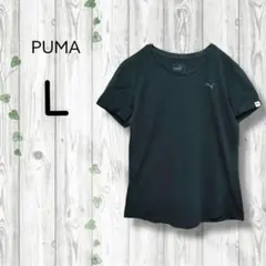 プーマ　puma　Tシャツ　ワンポイント　刺繍　クルーネック　半袖　黒