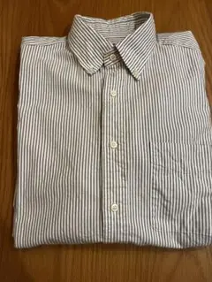 オックスフォードシャツ　グレー　UNIQLO ストライプシャツ Lサイズ