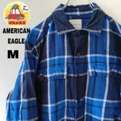 USA古着 AMERICANEAGLE ネルシャツ　M ブルー　ネイビー