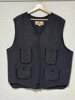 WOOLRICH XL グレー/レッドストライプ ベスト