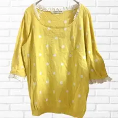 b261 ストロベリーフィールズ 七分丈Tシャツ ドット コットン100 秋
