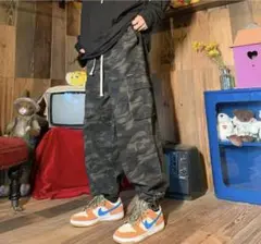 【新品】カーゴ パンツ ワイドボトムス テーパードパンツ 迷彩柄 カモフラージュ