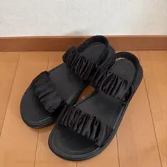LEPSIM レプシィム サテンギャザーサンダル ブラック M