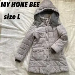 【MY HONE BEE】ウール混 ふわふわコート グレーミックス サイズL