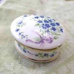 忘れな草 陶磁器 小物入れ オーバル