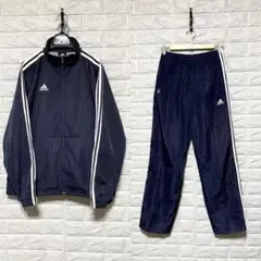 88■adidas■アディダス シャカシャカジャージ ラグラン 紺×白 上S下M
