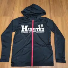 Hang Ten フード付きラッシュガード ブラック　140センチ　黒　赤　ロゴ