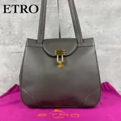【美品】エトロ ショルダーバッグ ワンショルダーバッグ レザー グレー
