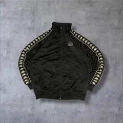 90sKappa古着トラックジャケットフルジップ刺繍テープロゴブラックR767