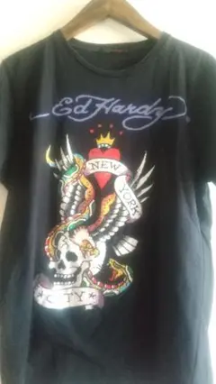 Ed Hardy スカルデザイン Tシャツ 黒 ラインストーン付