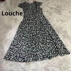 LoucheLondon花柄ネイビーワンピースベルト付きひざ下サイズS
