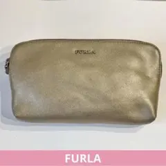 【美品】FURLA ゴールド レザーポーチ