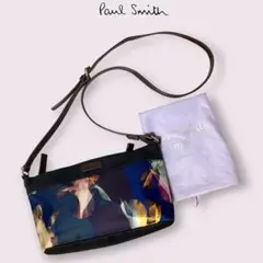 【美品】Paul Smith フローラルデザイン ショルダーバッグ レザー切替