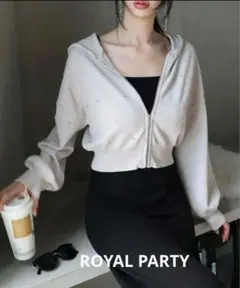 ROYAL PARTY 装飾付きパーカー Fサイズ　ホワイト