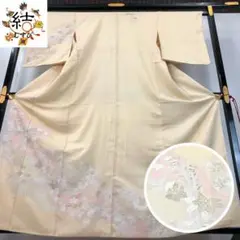 MK-1669 付下げ 四季の花模様 薄卵色