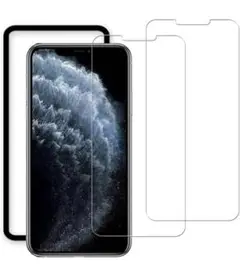 HKKAIS iphone xs ガラス保護フィルム【2 枚セット】 ガイド枠