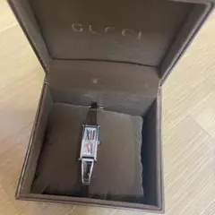 本物GUCCIグッチ レディース腕時計 ブレスレット ロゴ入り シルバー赤緑
