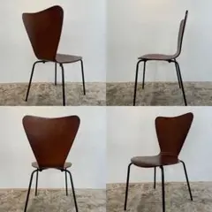 ダークブラウン ハート型背もたれ 椅子