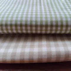淡いカラーのギンガムチェック コットン生地２種セット