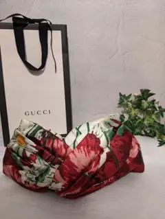 美品 GUCCI ヘアバンド ターバン 花柄 ヘアアクセサリー