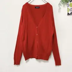【ビリーブ】 薄手カーディガン 長袖 M 赤系 大人可愛い 秋冬 Vネック