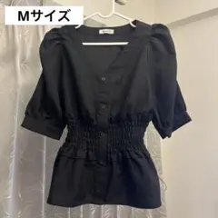 aquaist ブラウン 半袖 シャーリングブラウス