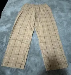 GUチェック柄 ベージュ ワイドパンツ