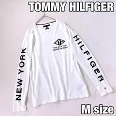 【TOMMY HILFIGER】長袖Tシャツ 白 ニューヨーク デカロゴプリント