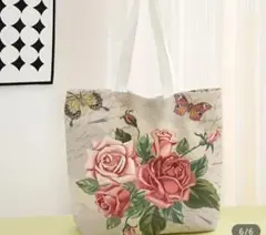 薔薇　ローズガーデンプリント トートバッグ