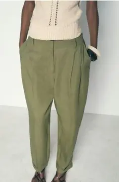 ZARA ロールアップ ヘム ストレートレッグ パンツ M