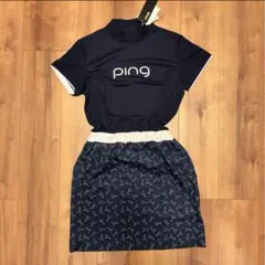 PING モックネック　Tシャツ　半袖　スカート　セパレート風　サイズS