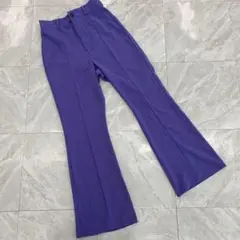 フレアパンツ パープル センタープレス ストレッチ ポリエステル Mサイズ