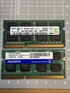 ノートPCメモリ 2Rx8 PC3 4GB x2枚　動作確認済み