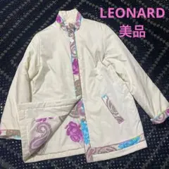 【美品】LEONARD 中綿ダウンコート 花柄 カンカン模様 ペイズリー 42