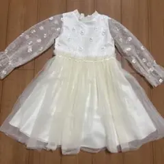 フォーマルドレス ホワイト 花模様　130