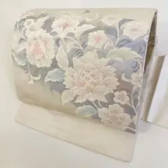 【和】9843z 着物 九寸名古屋帯 花文様 銀糸